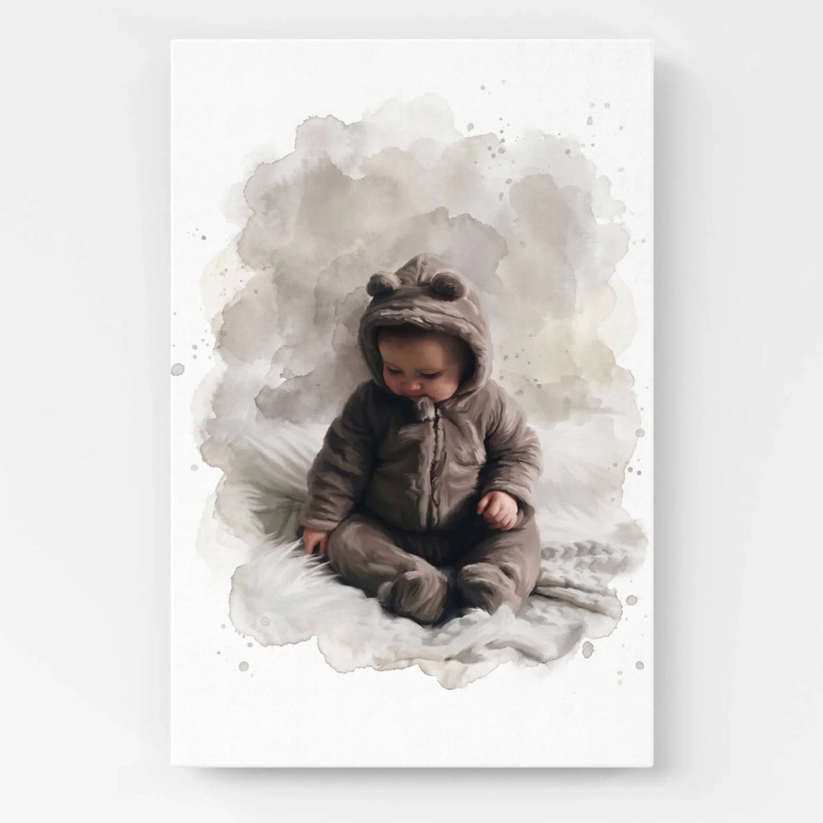 Babyporträtt i akvarellstil från ditt foto - canvas