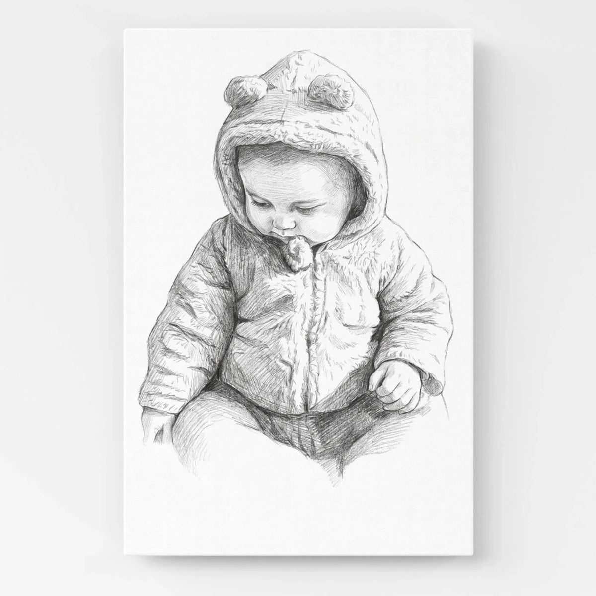 Babyporträtt i blyertsstil från ditt foto - canvas