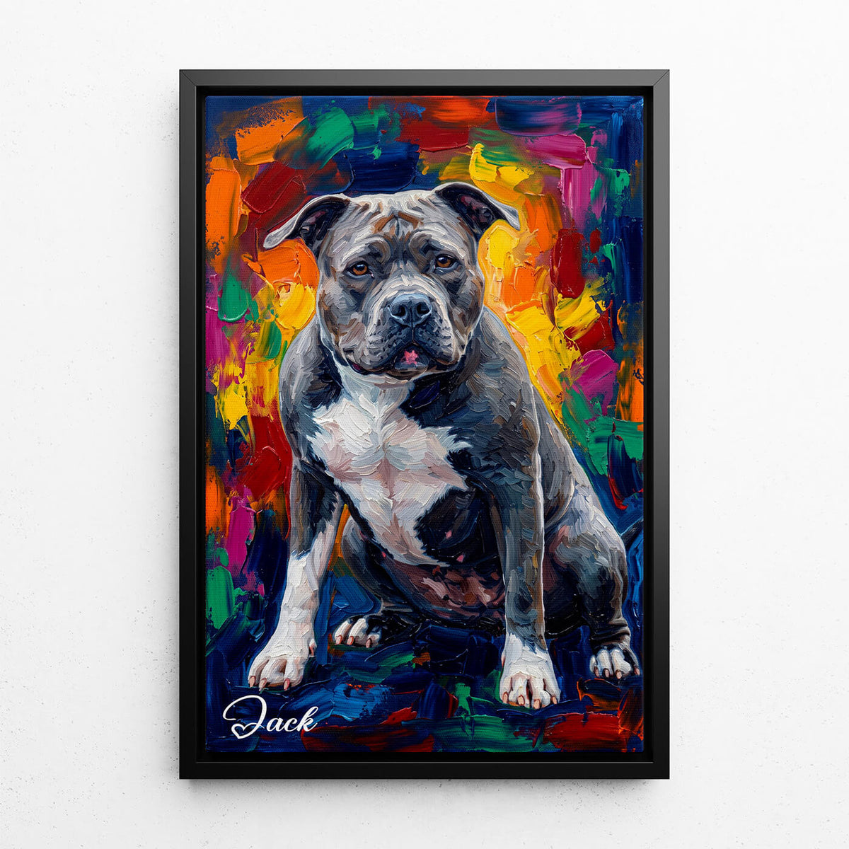 Hundporträtt i pop art-stil från ditt foto - canvas med svart ram