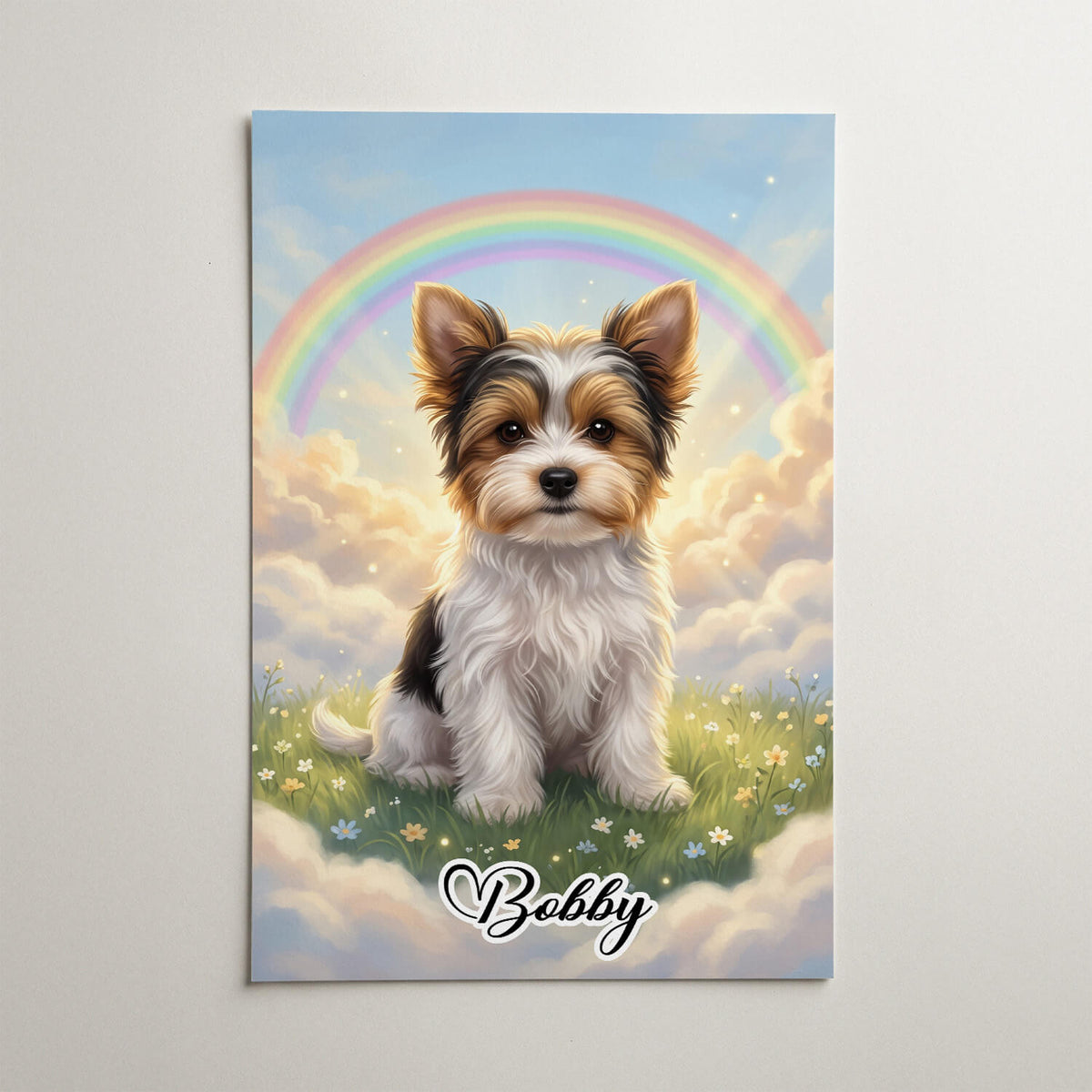 Hundporträtt vid Regnbågsbron från ditt foto - poster