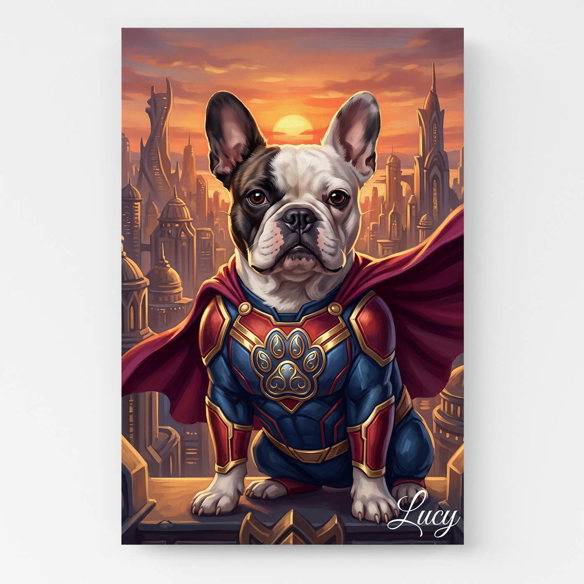 Hundporträtt som superhjälte från ditt foto - canvas