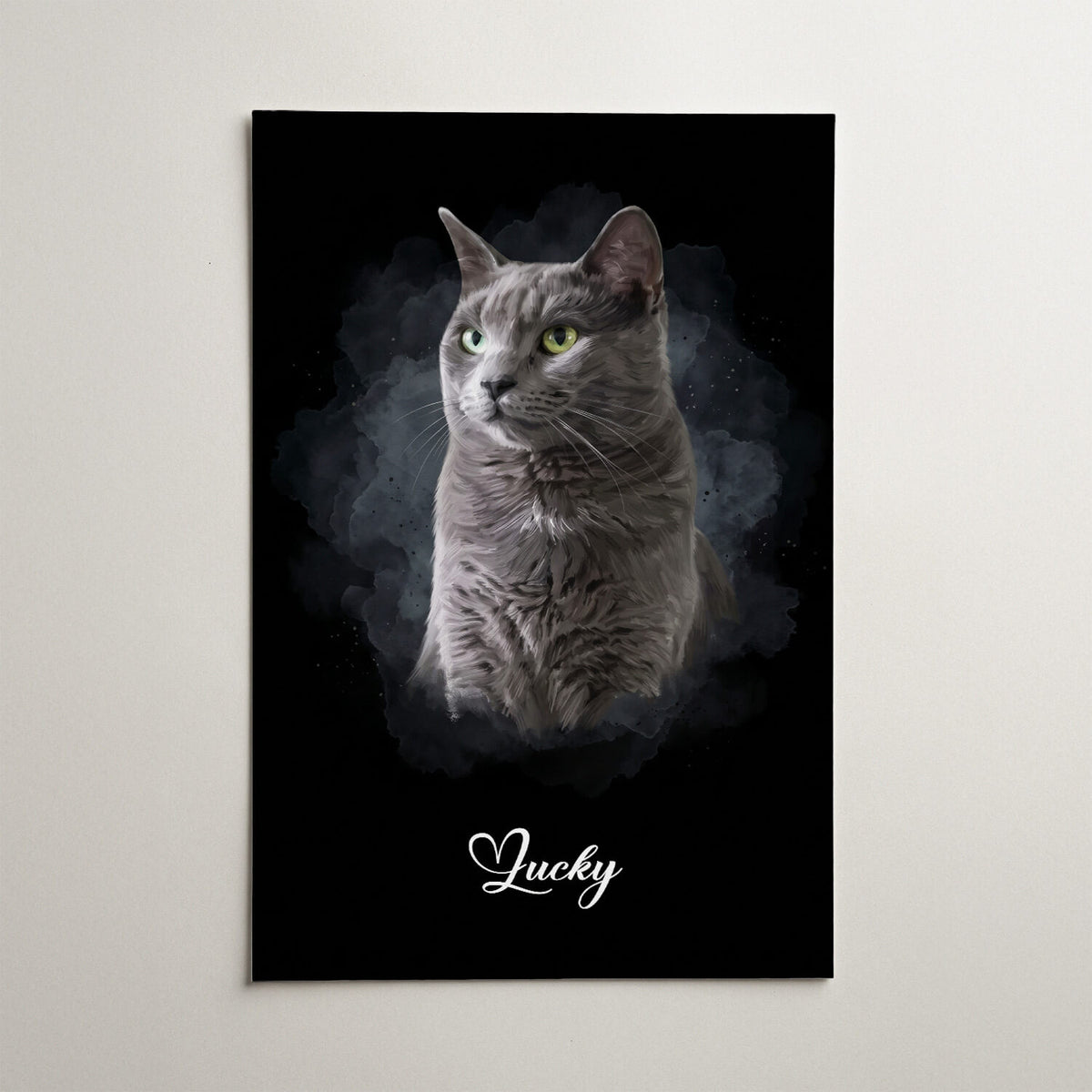 Kattporträtt i akvarellstil - Svart från ditt foto - poster