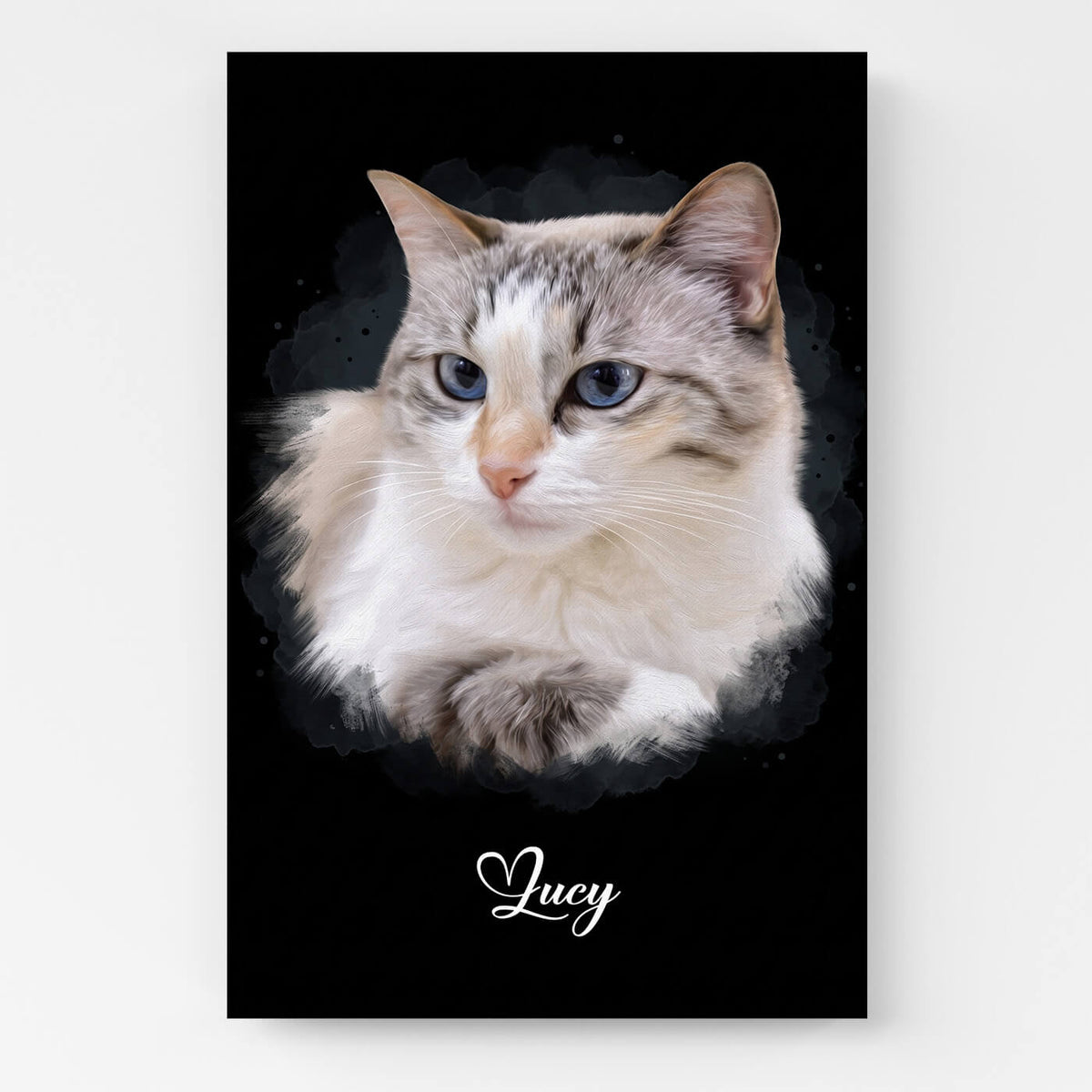 Kattporträtt i akvarellstil - Svart från ditt foto - canvas