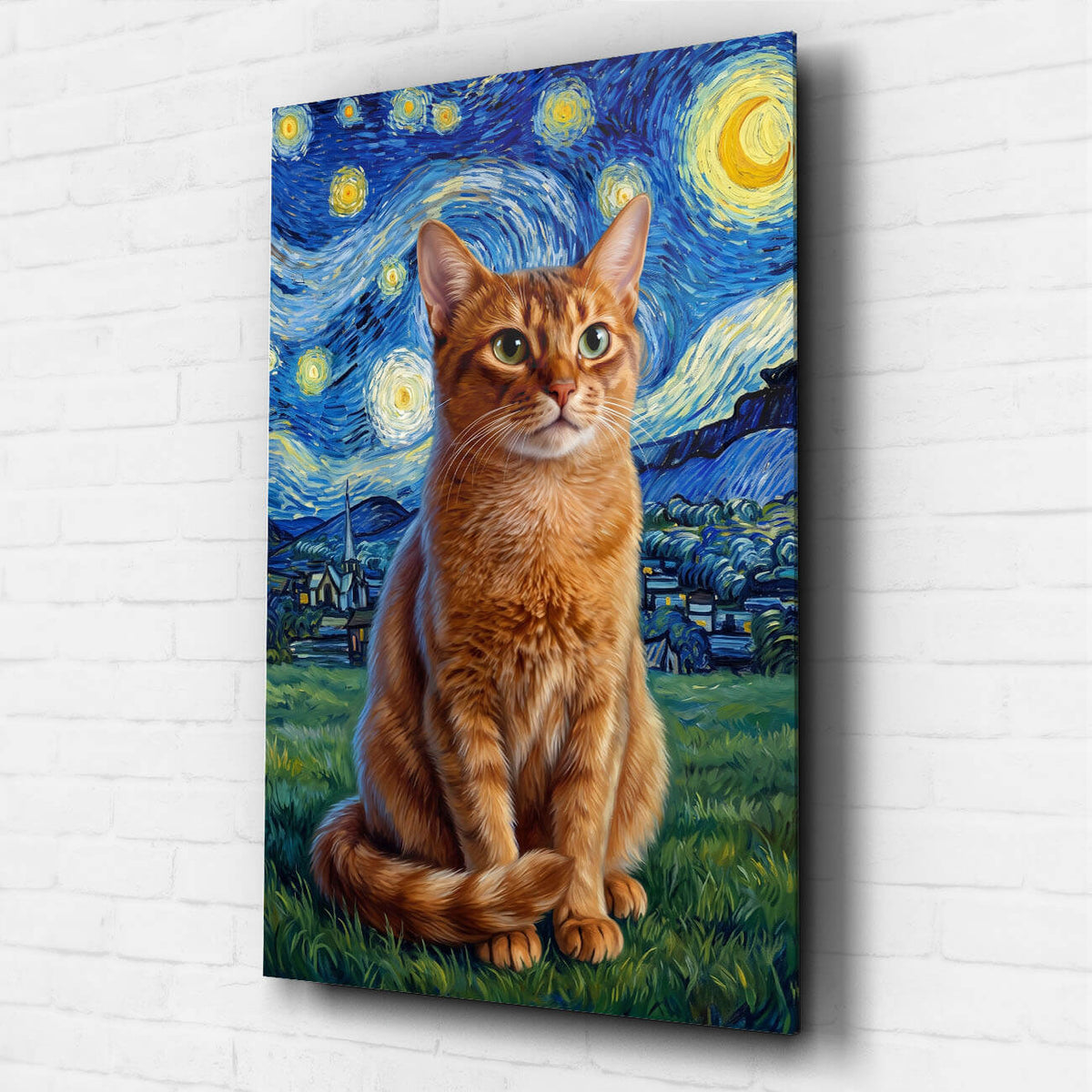 Kattporträtt i Van Gogh-stil från ditt foto - akrylglas