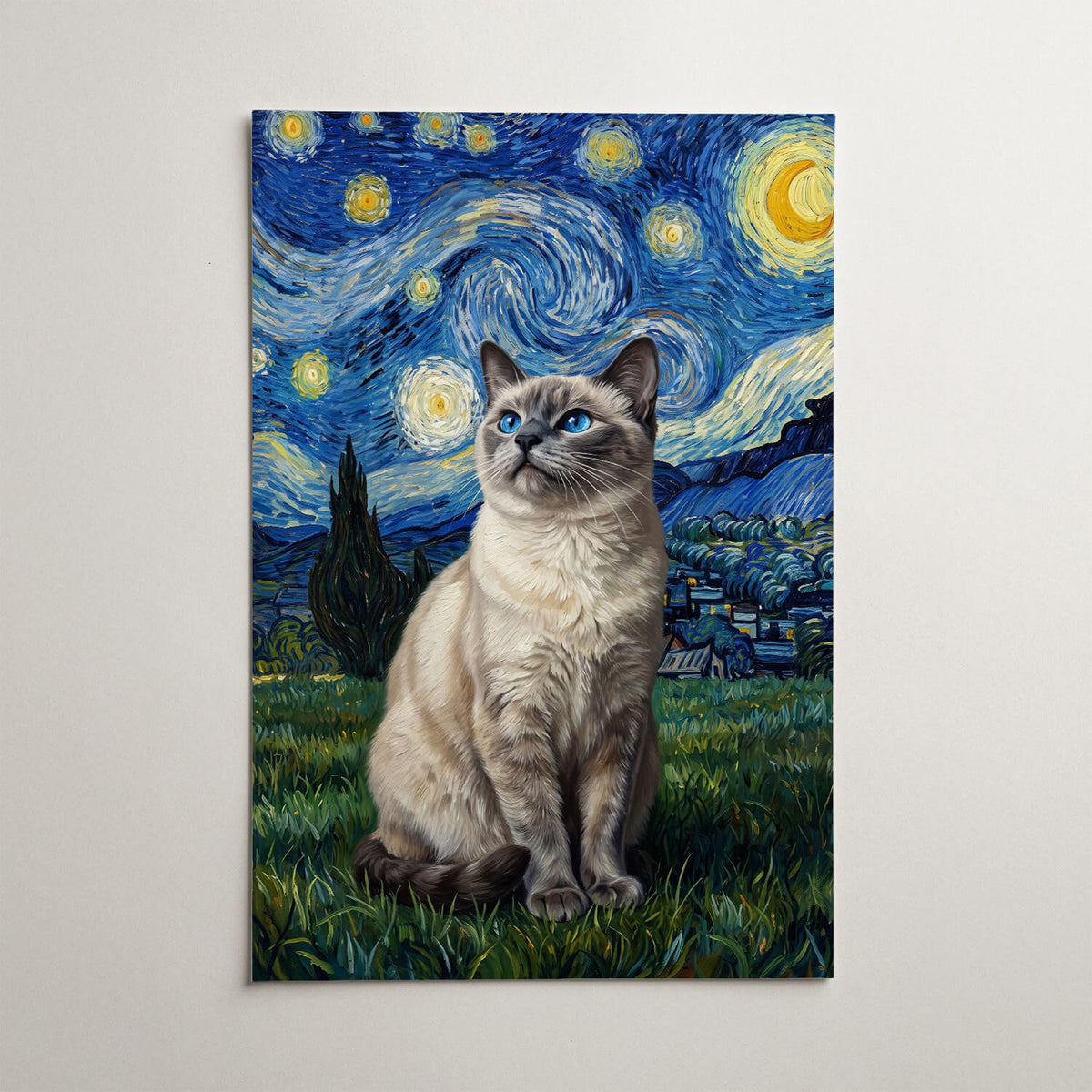 Kattporträtt i Van Gogh-stil från ditt foto - poster