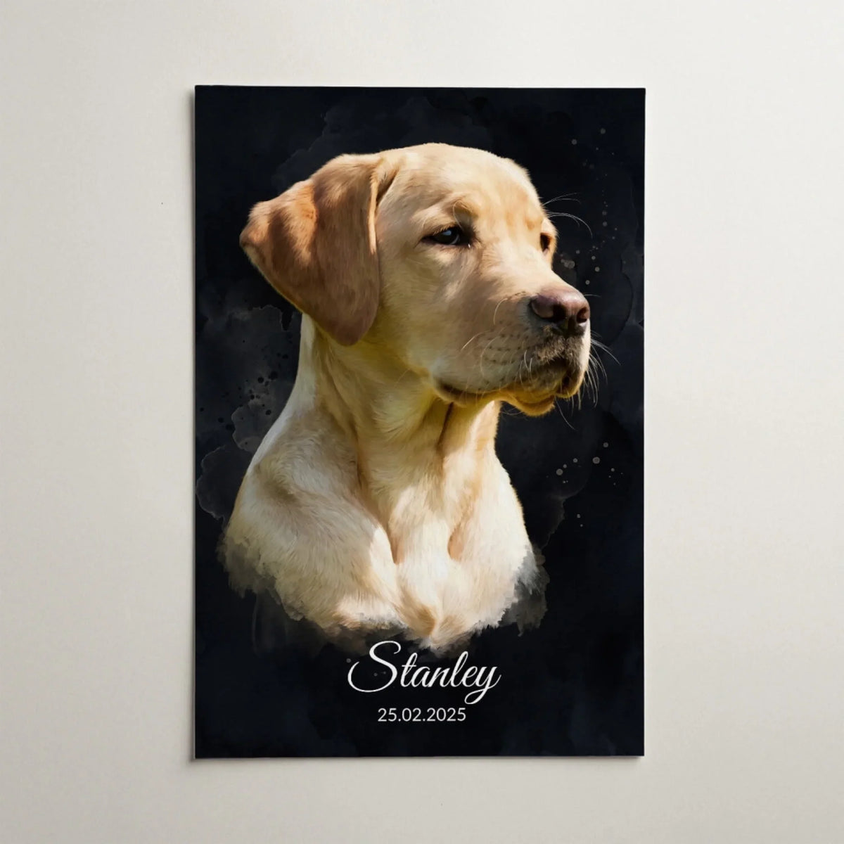 Hundporträtt i akvarellstil - Svart från ditt foto - poster