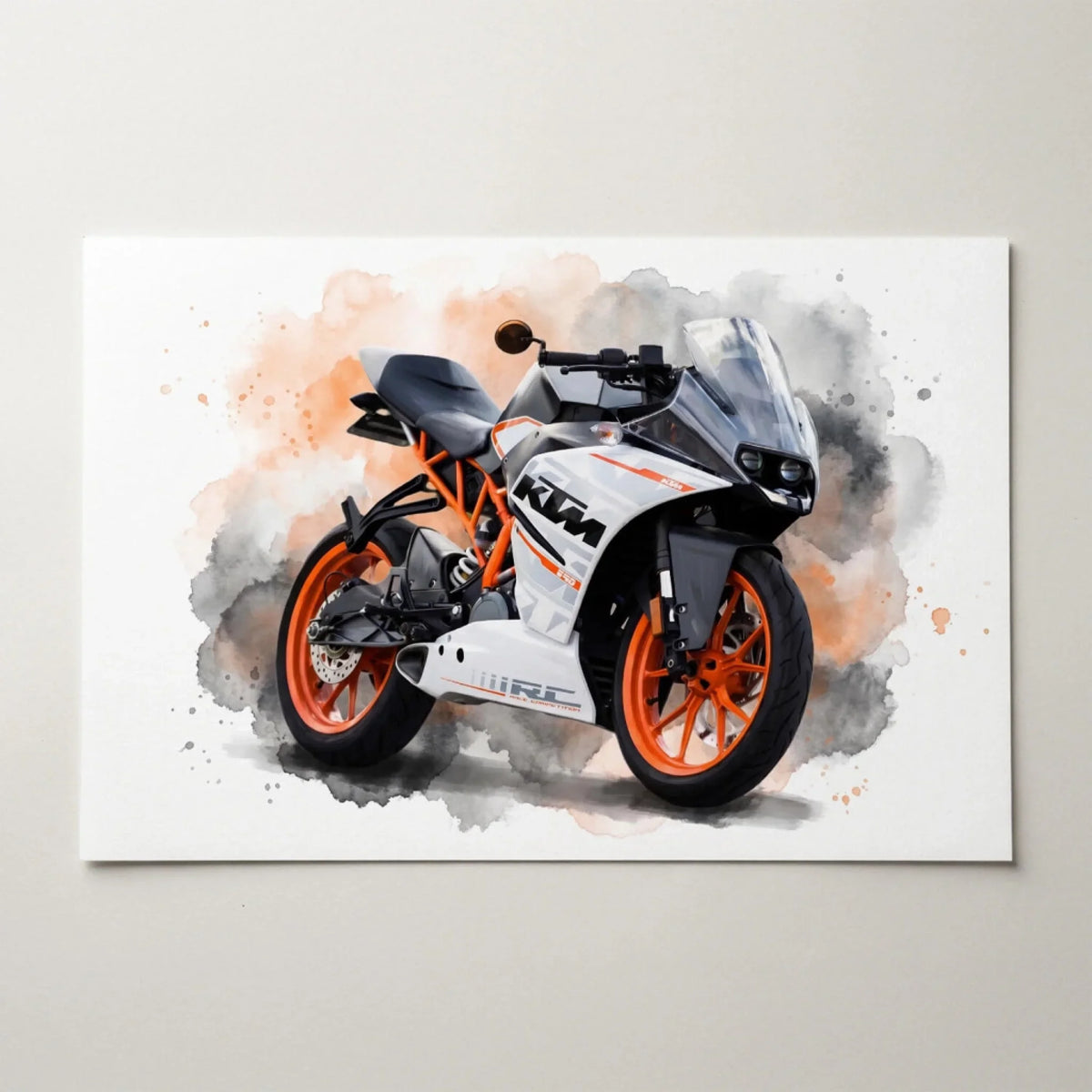 Motorcykelporträtt i akvarellstil (liggande format) från ditt foto - poster