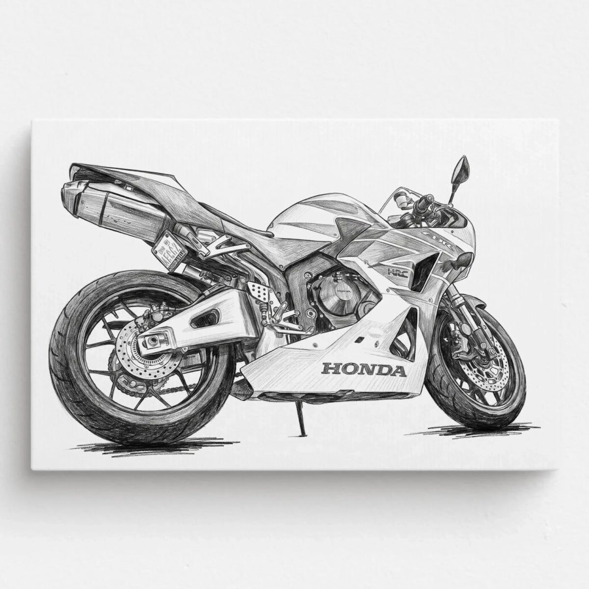 Motorcykelporträtt i blyertsstil (liggande format) från ditt foto - canvas