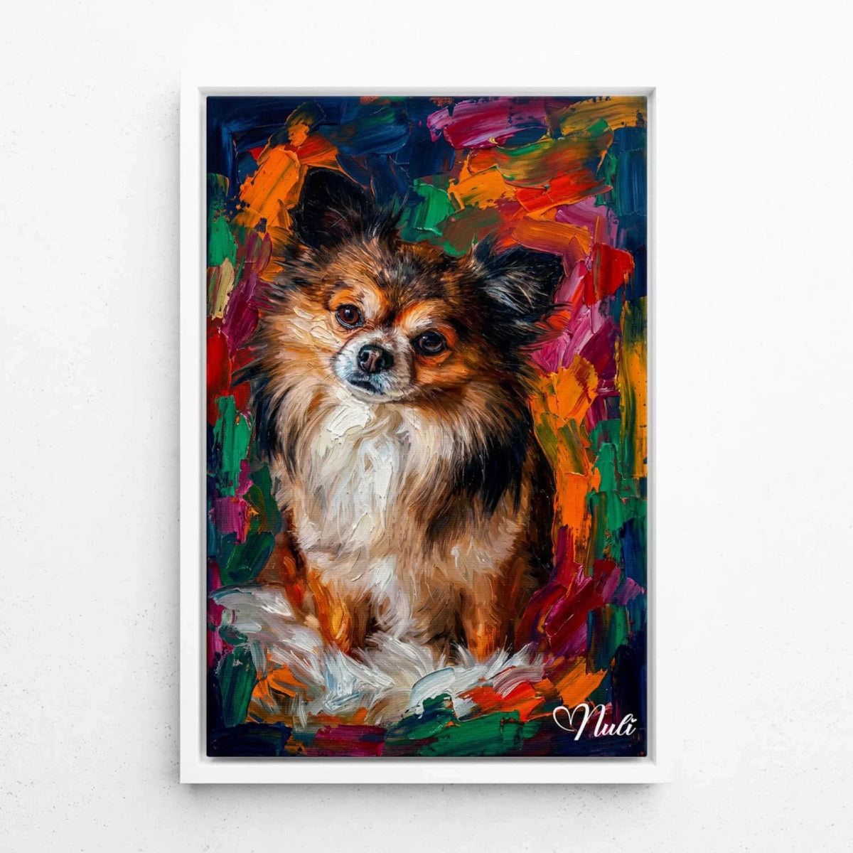 Hundporträtt i pop art-stil från ditt foto - canvas med vit ram