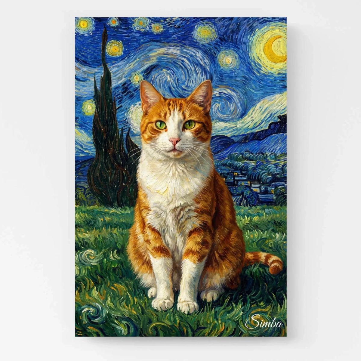 Kattporträtt i Van Gogh-stil från ditt foto - canvas