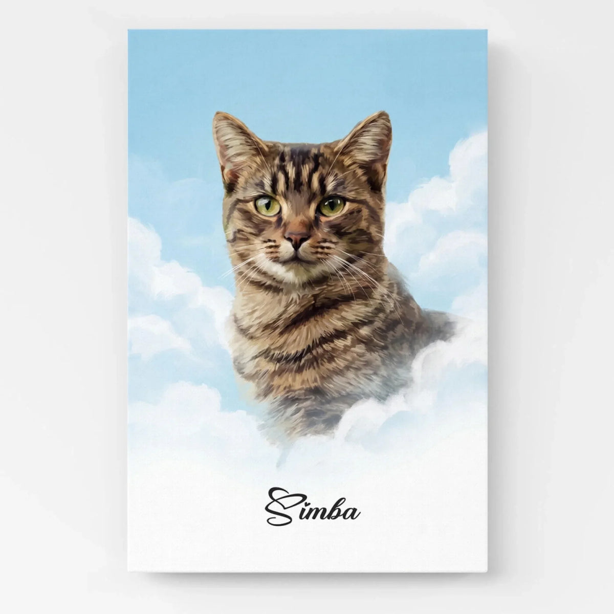 Personligt anpassat kattporträtt på moln från ditt foto - poster