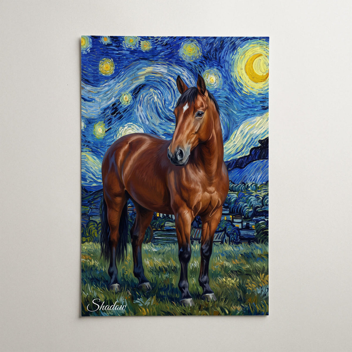 Hästporträtt i Van Gogh-stil från ditt foto - poster