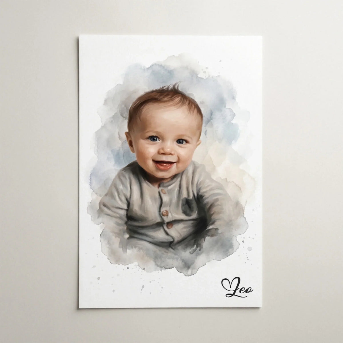 Babyporträtt i akvarellstil från ditt foto - poster
