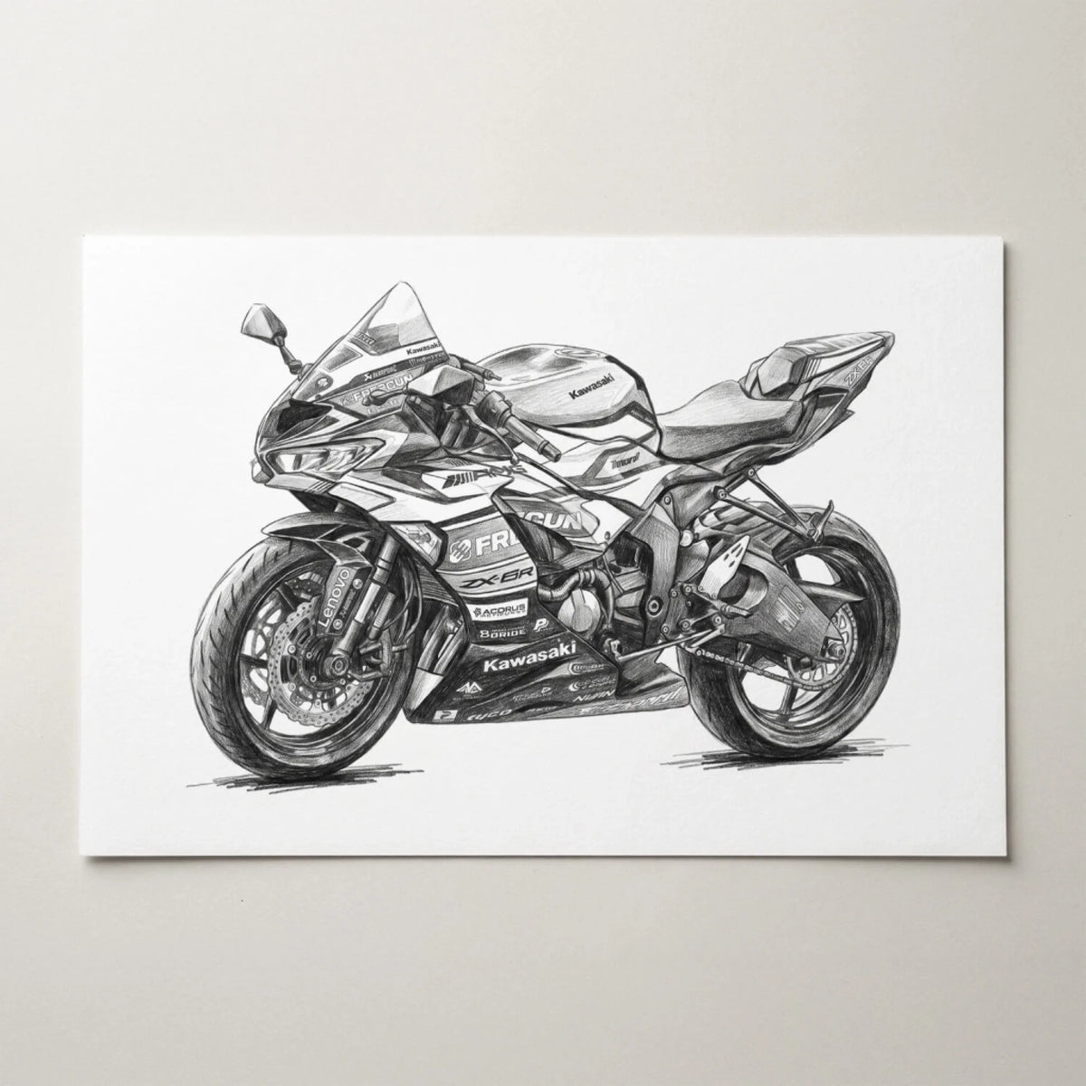 Motorcykelporträtt i blyertsstil från ditt foto - poster