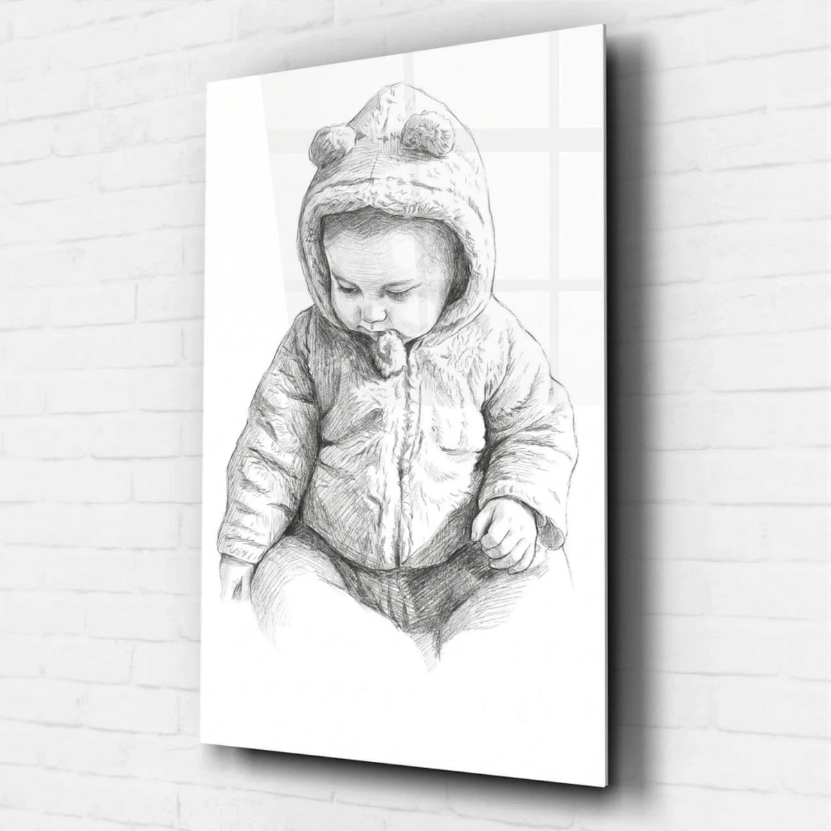 Babyporträtt i blyertsstil från ditt foto - akrylglas