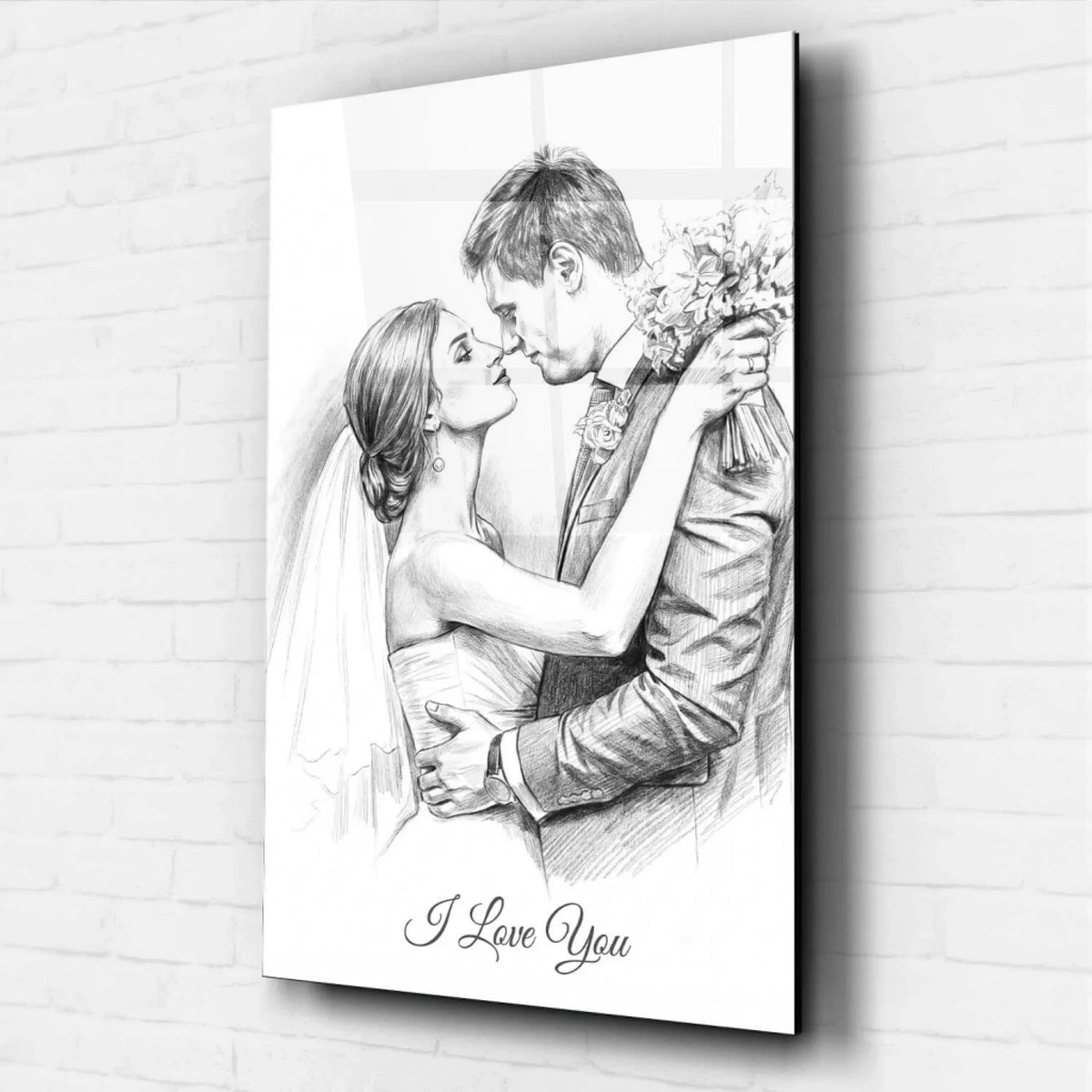 Paar- & Familienportrait im Bleistift-Stil - Acrylglas