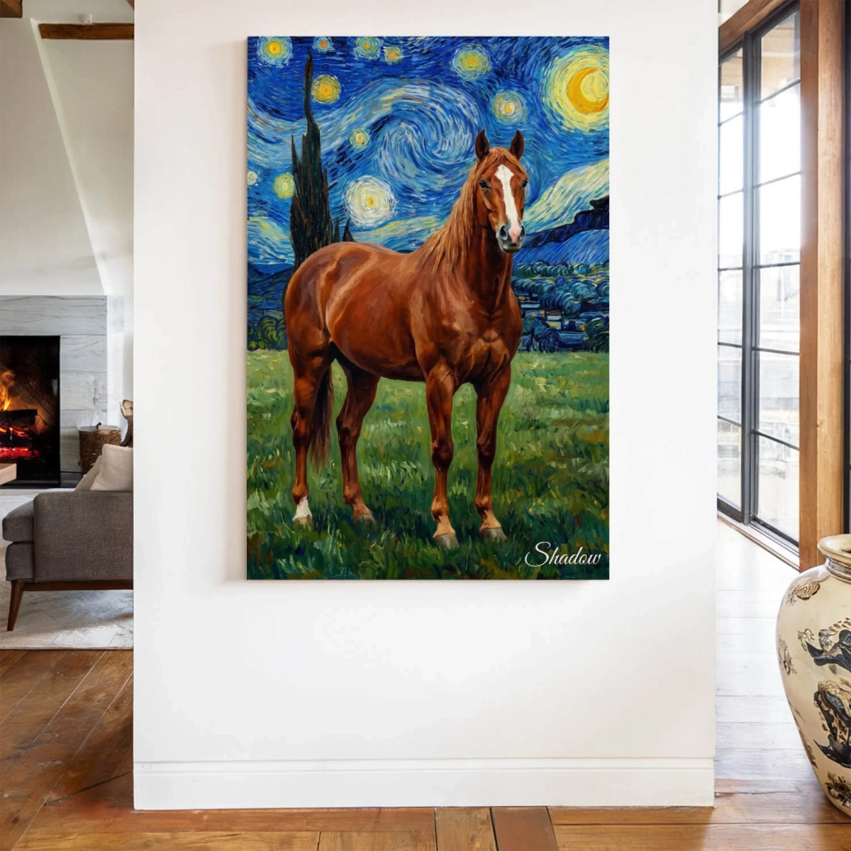 Hästporträtt i Van Gogh-stil från ditt foto - canvas