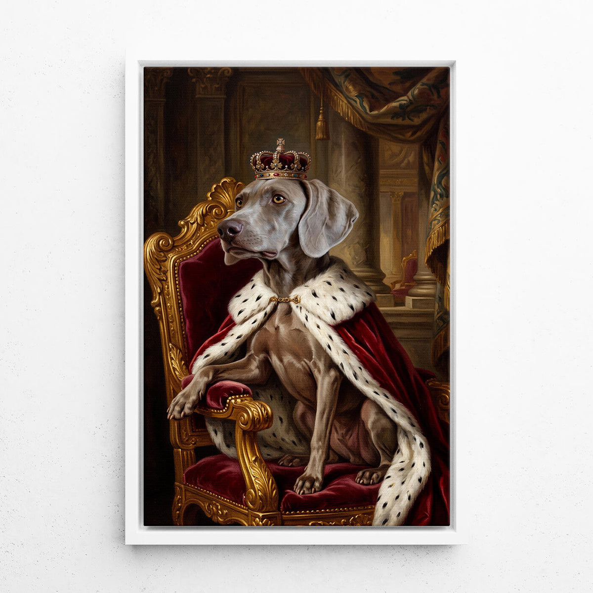 Renässansporträtt av din hund från ditt foto - canvas med vit ram