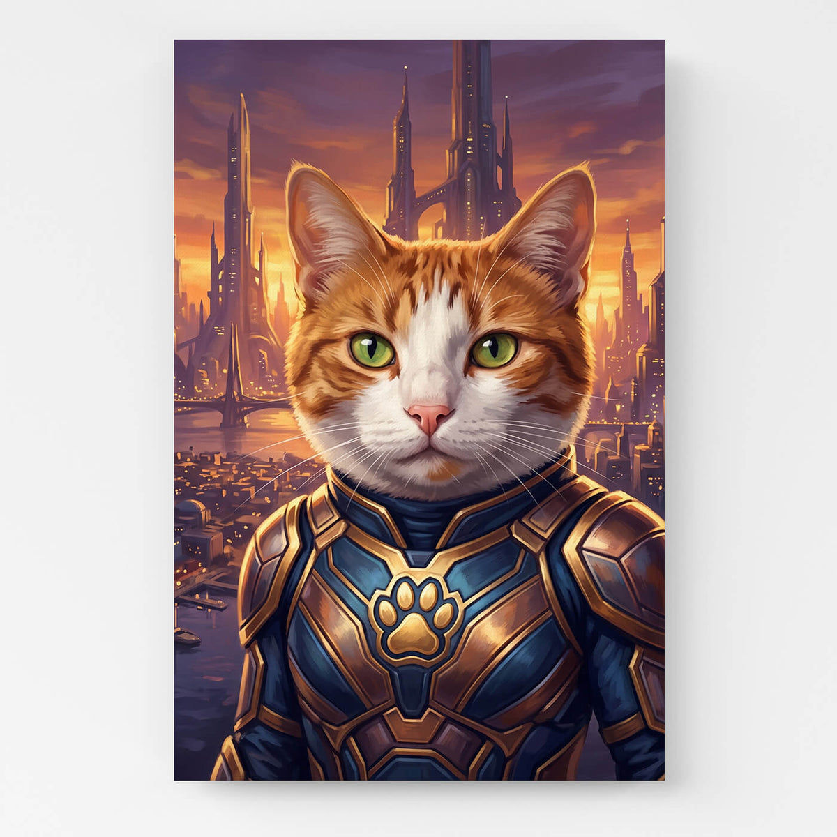 Kattporträtt som superhjälte från ditt foto - canvas