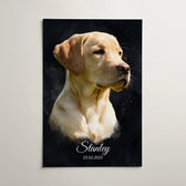 Hundporträtt i mörk akvarellstil från ditt foto - poster