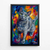 Kattporträtt i popkonststil från ditt foto - canvas med svart ram