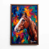 Hästporträtt i popkonststil från ditt foto - canvas med valnötsram