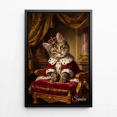 Kattporträtt i renässansstil från ditt foto - canvas med svart ram