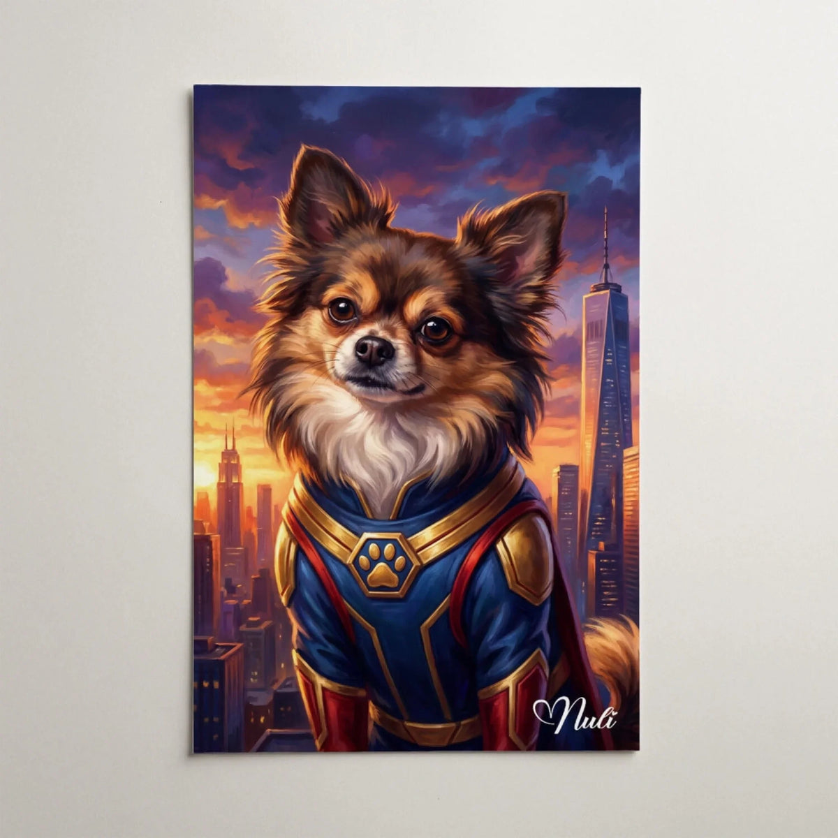 Hundporträtt som superhjälte från ditt foto - poster