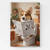 Hundporträtt på toaletten från ditt foto - canvas
