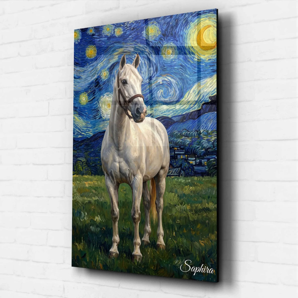 Hästporträtt i Van Gogh-stil från ditt foto - akrylglas