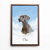 Hundporträtt på moln från ditt foto - canvas med valnötsram