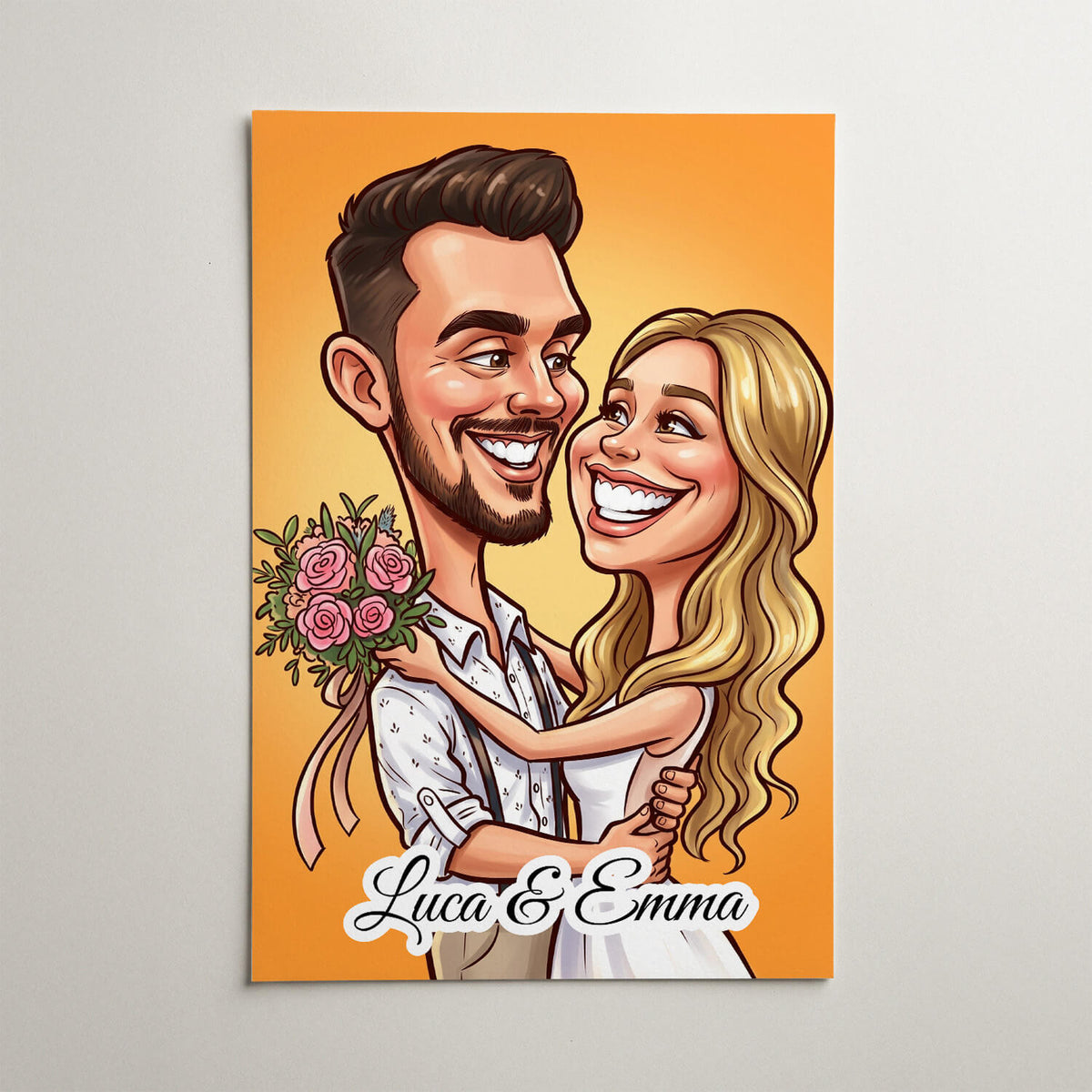 Par- & familjeporträtt i karikatyrstil från ditt foto - poster