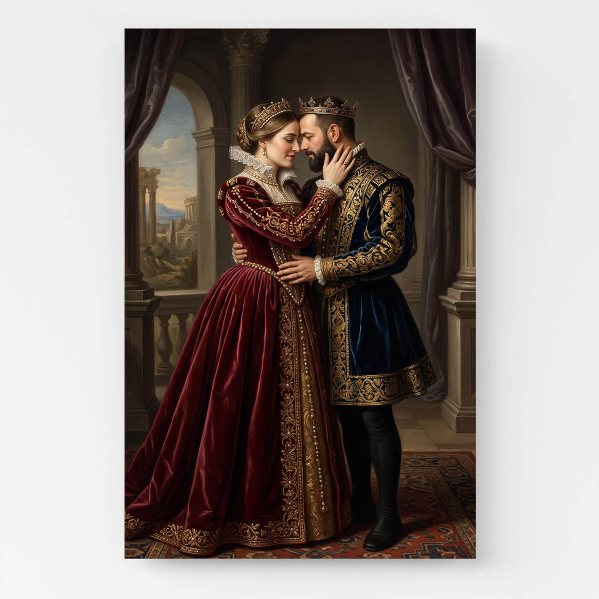 Renässansporträtt av par & familj från ditt foto - canvas
