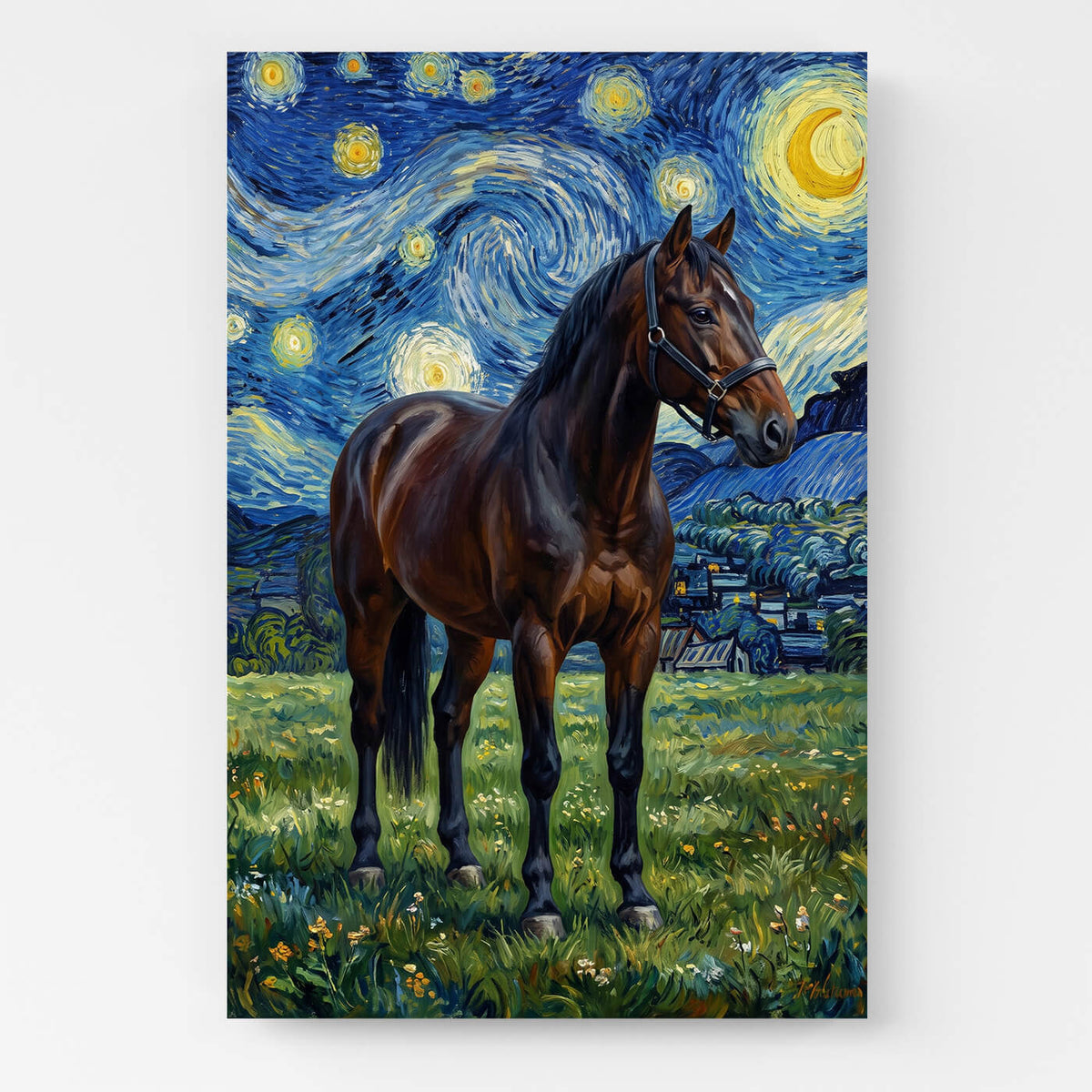 Hästporträtt i Van Gogh-stil från ditt foto - canvas